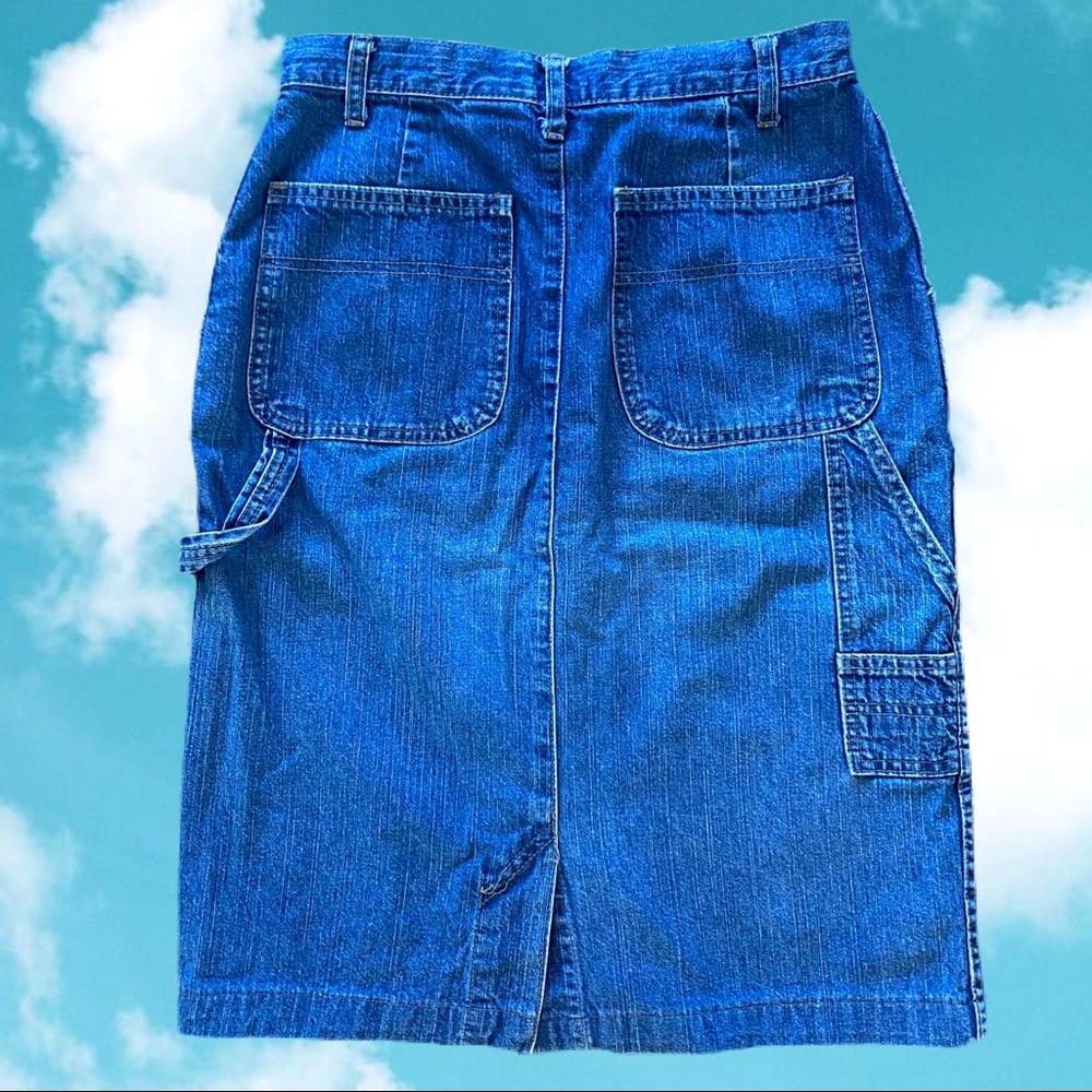 Denim carpenter skirt.